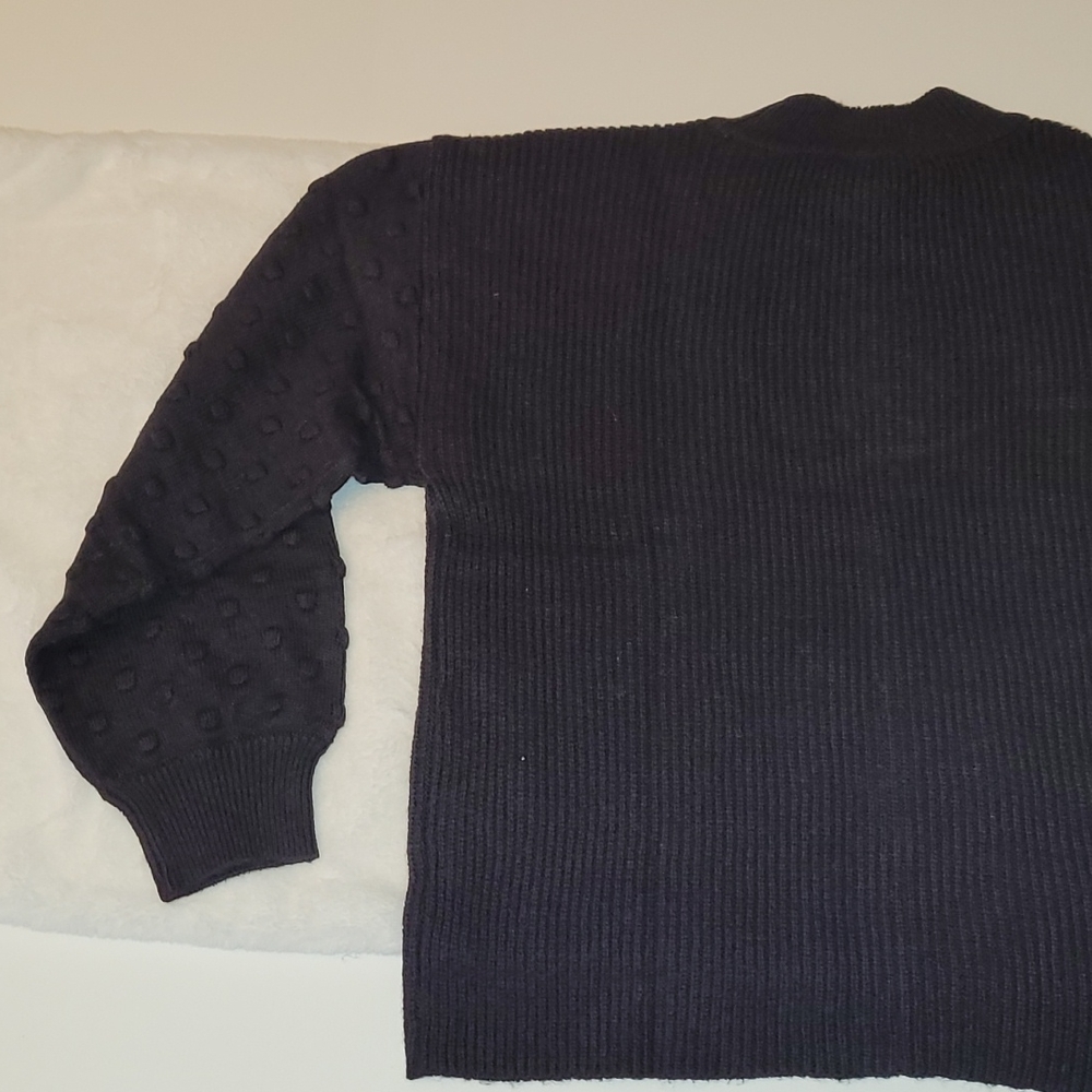 NWT Vince Camuto Clip Dots Long Sleeve Pullover Mock Neck Sweater Wm's Black XL - Picture 7 of 15